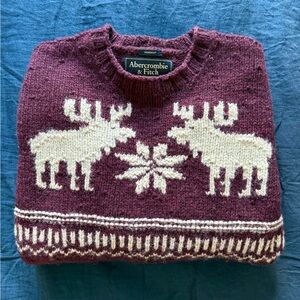 Vintage Abercrombie & Fitch Handknit Moose Sweater